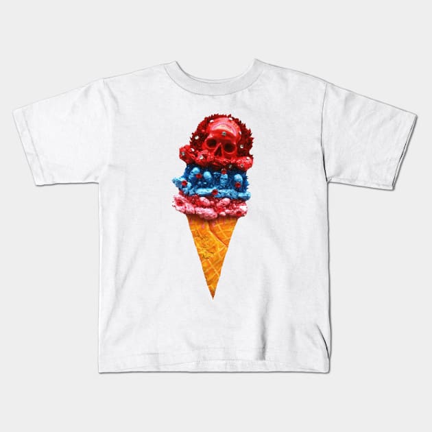 Skull Ice Cream Kids T-Shirt by OptimusVolts